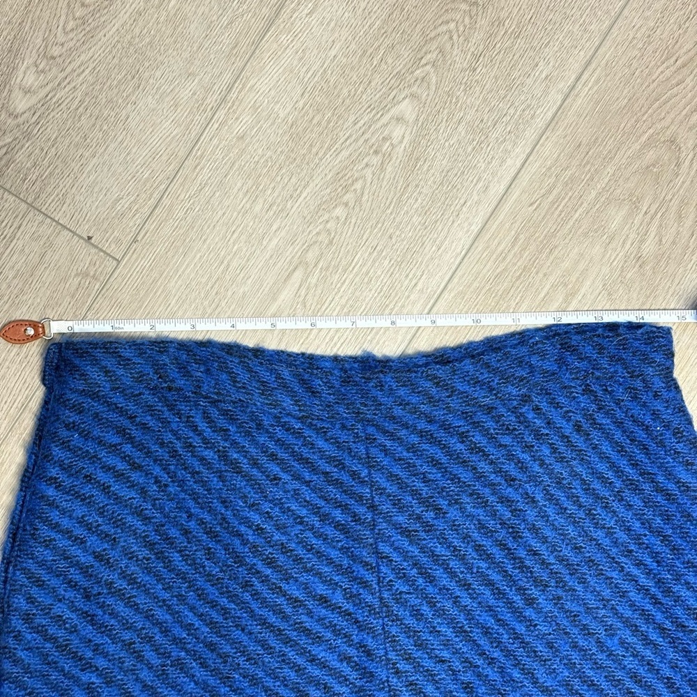 Vintage Franck Olivier Paris Eclectic Blue Women's Wool Mohair Skirt Retro Sz.M - Picture 7 of 8